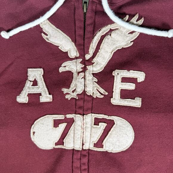 Vtg American Eagle Hoodie Mens XL Burgundy Red Zipped Jacket Y2K - Picture 2 of 8